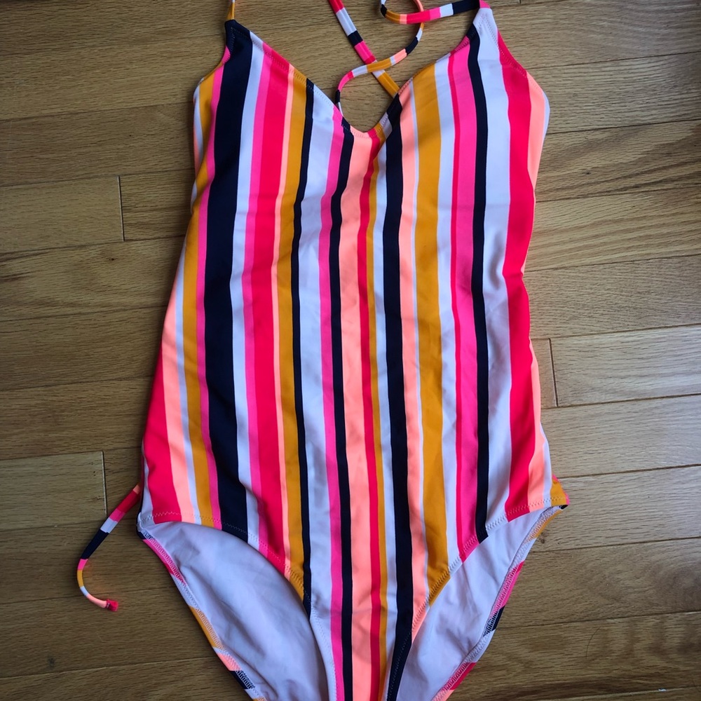 Long Bright Striped Aerie Swimsuit